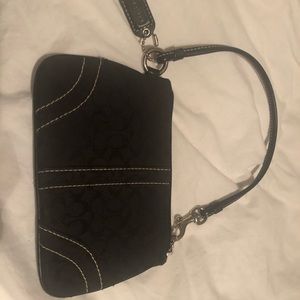 Black Canvas Coach Wristlet